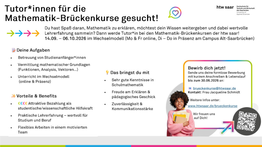 Tutor*innen für die Mathematik-Brückenkurse gesucht