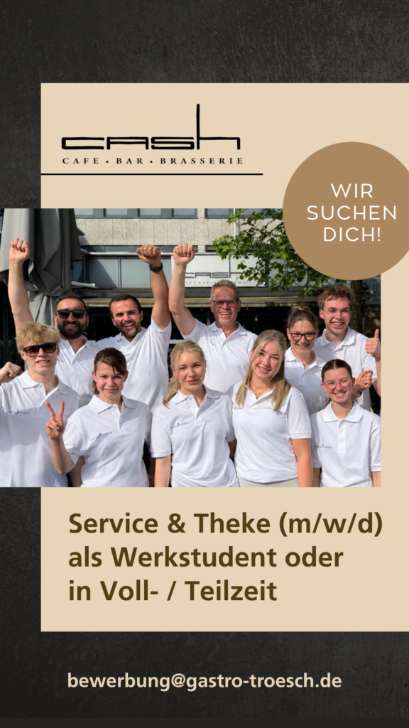 Wir suchen Service- & Thekenmitarbeiter (m/w/d) in Homburg