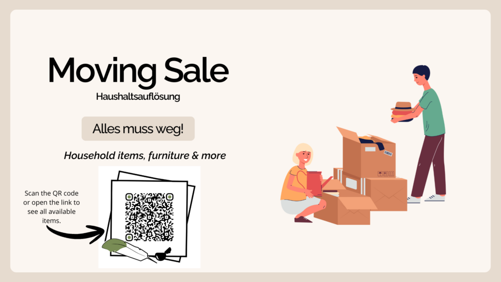 Moving Sale!/ Umzugsverkauf!