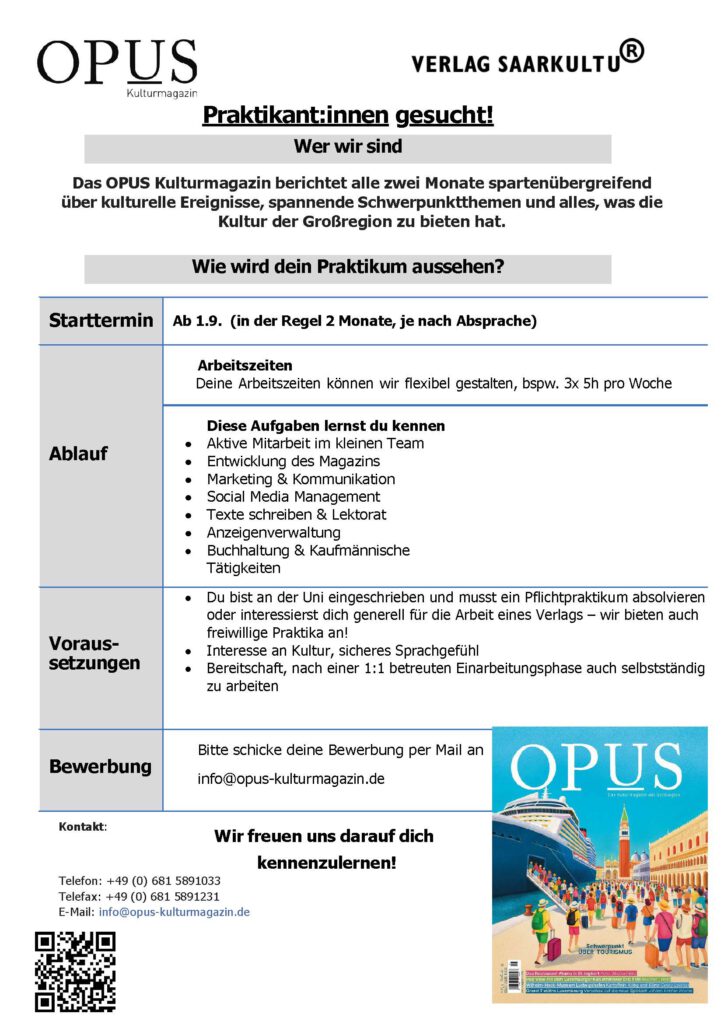 Praktikum Kulturjournalismus (m/w/d)