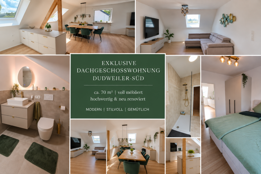 🏡 Exklusive, neu renovierte 2-Zimmer-Dachgeschosswohnung nahe der Universität des Saarlandes