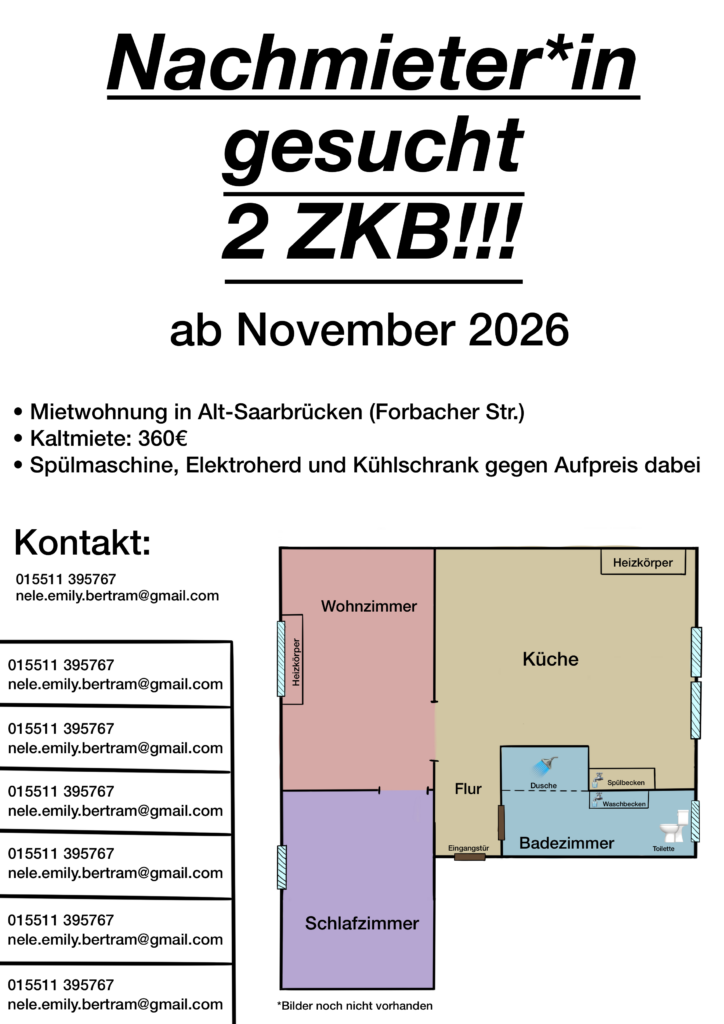 2 ZKB Wohnung in Alt-Saarbrücken!!! (360€ Kaltmiete)
