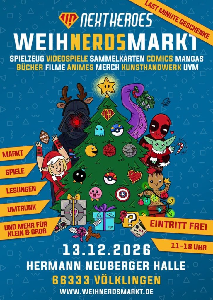 WeihNERDsmarkt 2026 – So 13.12., 11–18 Uhr, Hermann-Neuberger-Halle Völklingen, Eintritt frei